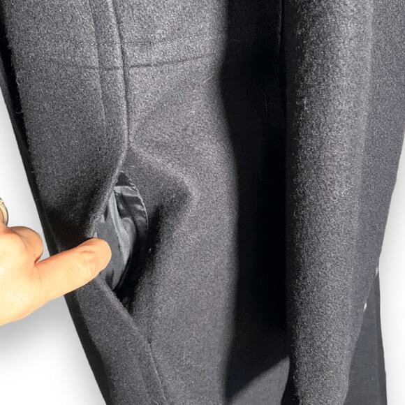 Vintage 90s Herman Kay Wool Blend Long Coat Navy Blue Size 6 Elegant Tailored - Picture 8 of 13